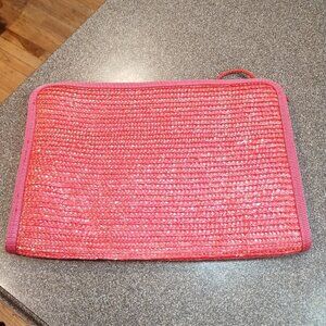 VTG 90s Vanessa for Fashion Imports Pink Raffia Straw Crossbody 13" x 9"